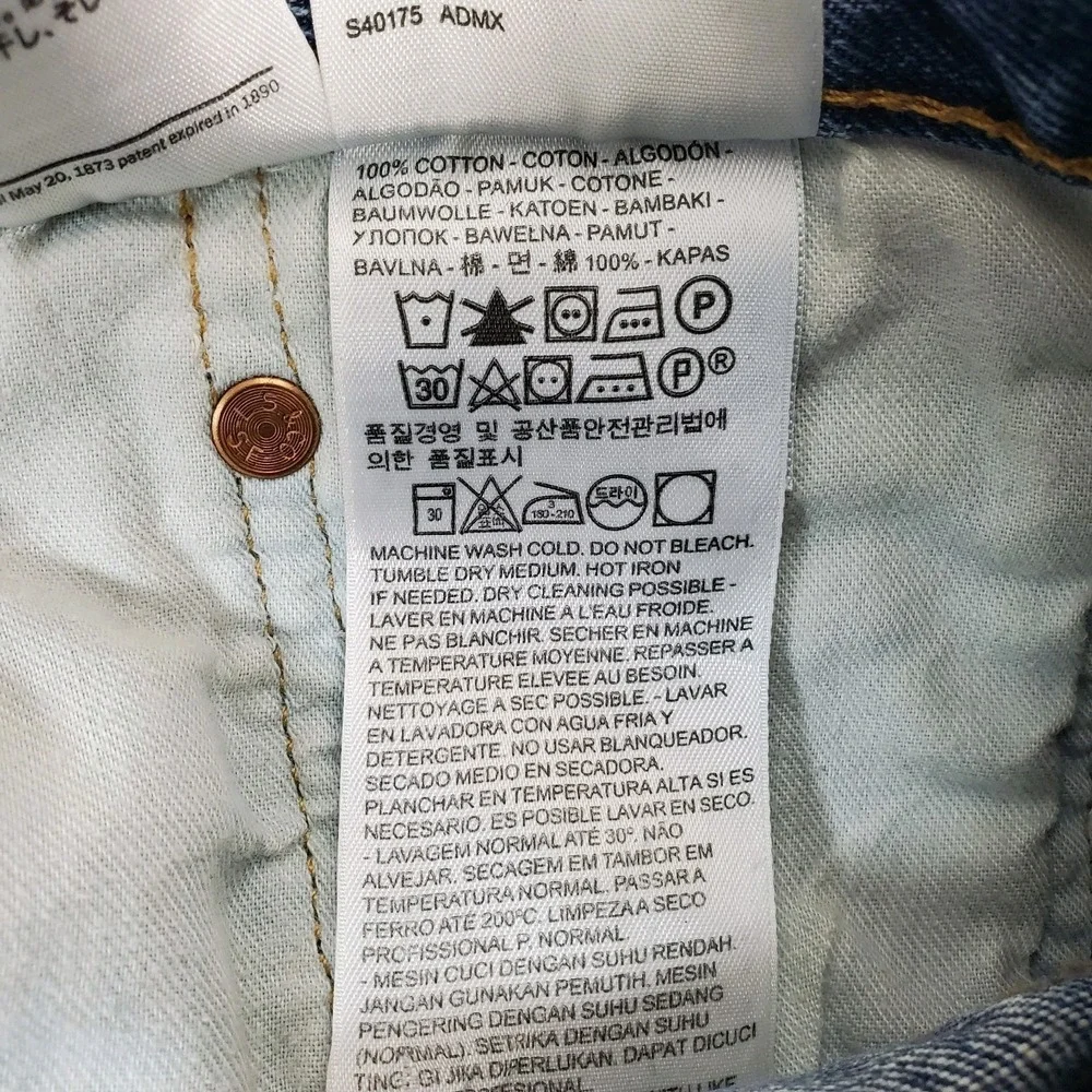 Levi's 501 Mens 48x32 Original‎ Fit 100% Cotton Button Fly Dark Wash Blue Jeans